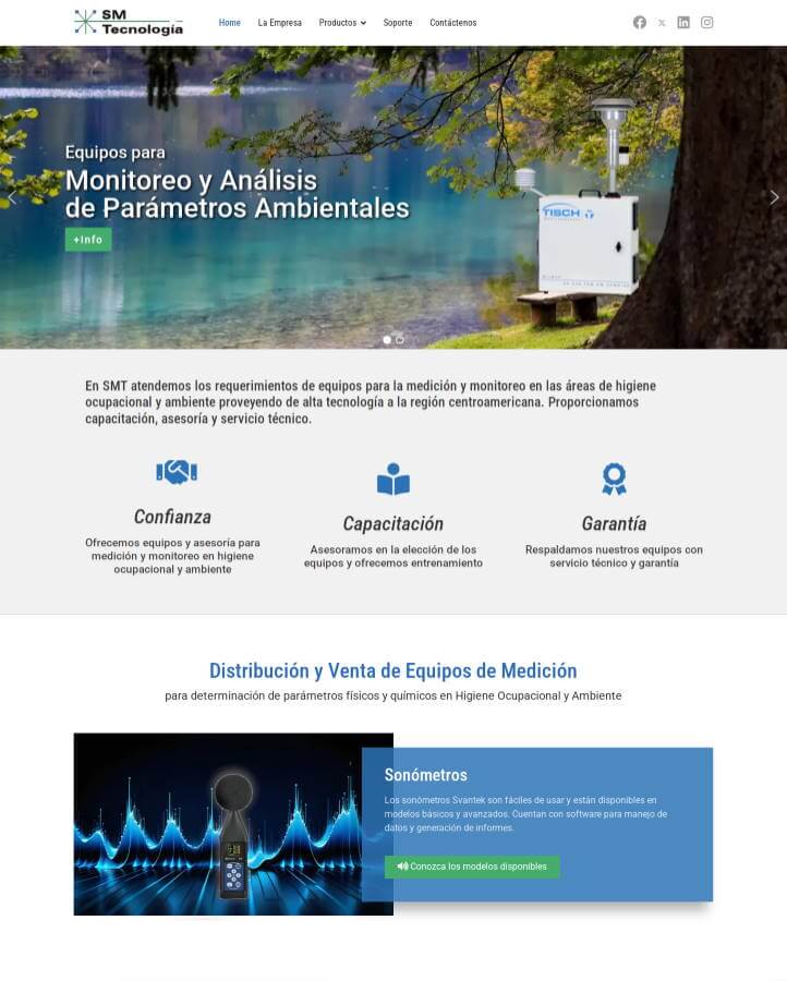 Captura de pantalla del home page de smt.com.gt